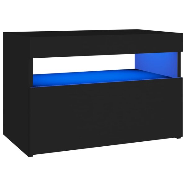 vidaXL Meuble TV avec lumières LED noir 60x35x40 cm