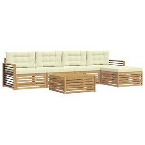 vidaXL Ensemble de canapés d'extérieur 7 pc Blanc et crème Polyester