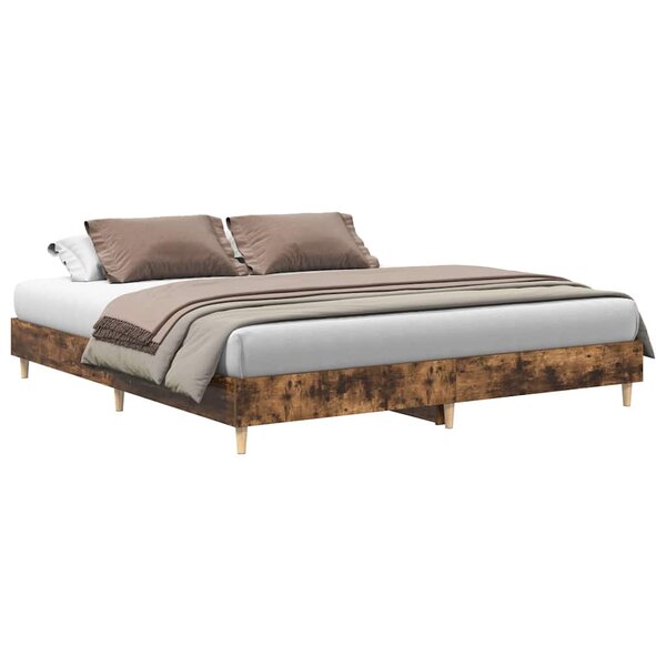 vidaXL Cadre de lit sans matelas chêne fumé 200x200 cm bois ingénierie