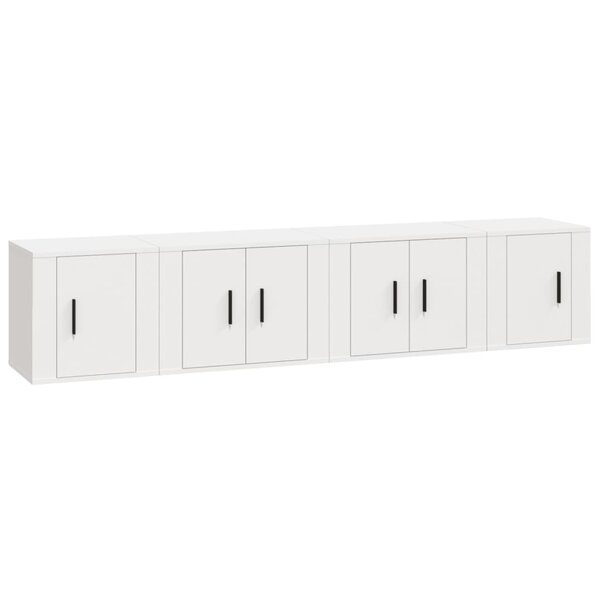 vidaXL Ensemble de meubles TV 4 Pièces Blanc Bois d'ingénierie