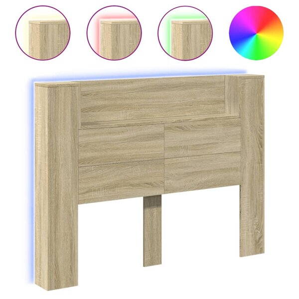 vidaXL Armoire tête de lit avec LED chêne sonoma 140x16 5x103 5 cm