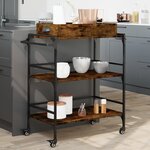 vidaXL Chariot de cuisine chêne fumé 81 5x41x92 5 cm bois d'ingénierie