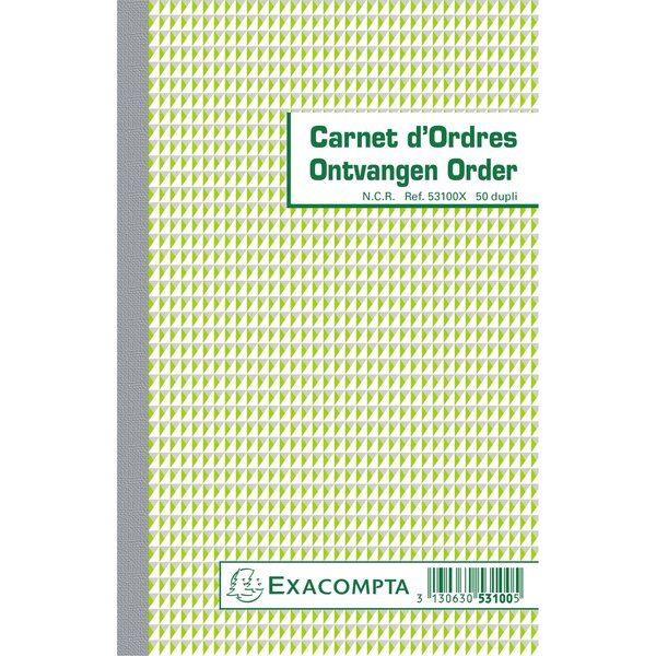 Carnet D'ordres 21x13 5cm 50 Feuillets Double Autocopiant Billingue - Blanc - X 10 - Exacompta