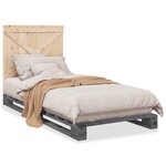 vidaXL Cadre de lit sans matelas gris 90x200 cm bois de pin massif