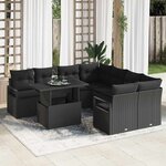 vidaXL Ensemble de canapé de jardin 9 Pièces Noir 100 x 55 x 73 cm