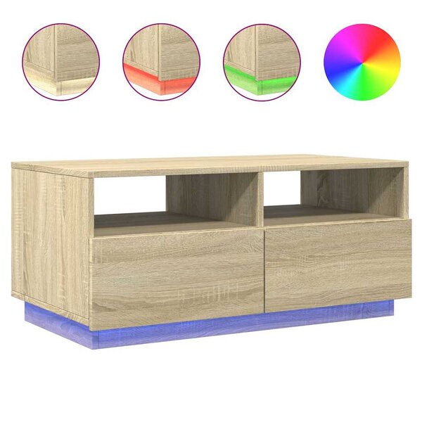 vidaXL Table basse avec lumières LED chêne sonoma 90x49x40 cm