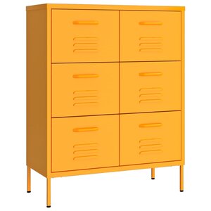 vidaXL Armoire à tiroirs Jaune moutarde 80x35x101 5 cm Acier