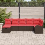 vidaXL Ensemble de Canapés avec coussin Marron et rouge polyrotin