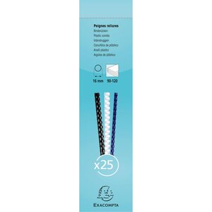 Boite 25 Reliures Spirales Plastique 16mm - Blanc - Exacompta