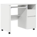vidaXL Bureau avec roulettes Blanc 91 x 50 x 77 cm Bois d'ingénierie