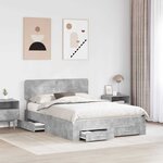vidaXL Cadre de lit Gris béton 160 x 200 cm Bois d'ingénierie