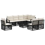 vidaXL Ensemble de canapé de jardin 9 Pièces Noir polyrotin
