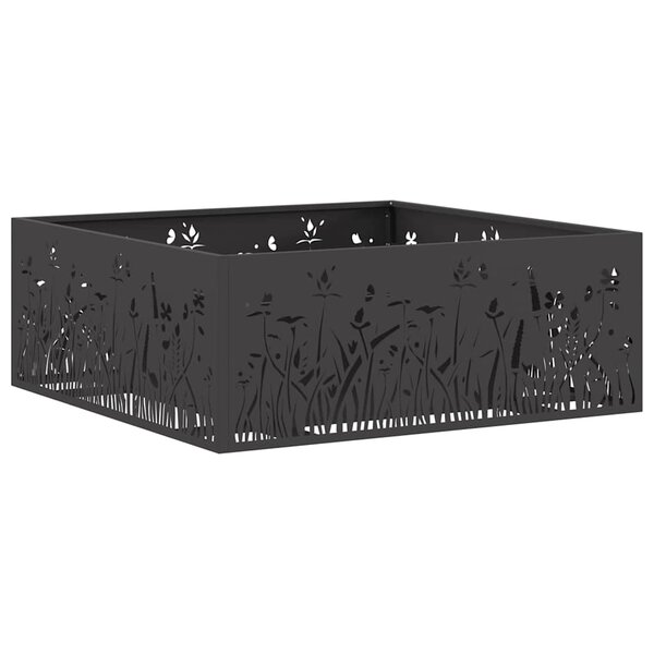 vidaXL Boule de feu Noir 80 x 80 x 30 cm Acier patiné