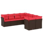 vidaXL Salon de jardin 8 Pièces avec coussins marron résine tressée