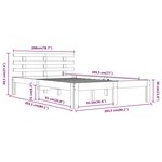vidaXL Cadre de lit Gris Bois massif 200x200 cm