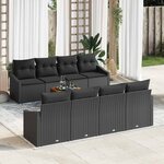 vidaXL Ensemble de canapé de jardin 7 Pièces Noir
