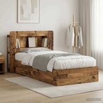 vidaXL Cadre de lit avec rangement Bois ancien 90 x 190 cm