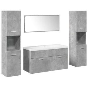 vidaXL Ensemble de meubles de salle de bain 5 Pièces gris béton