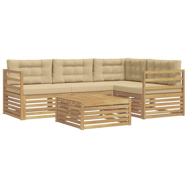 vidaXL Ensemble de canapés d'extérieur 5 pc Blanc et Beige Polyester