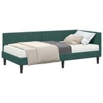 vidaXL Cadre de lit d'angle avec matelas 2 pc Vert foncé 90 x 190 cm