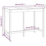 vidaXL Table de bar Blanc 140x80x110 cm Bois massif de pin