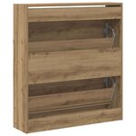 vidaXL Cabinet à chaussures avec étagère Chêne fumé 80 x 21 x 87 5 cm
