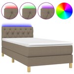 vidaXL Sommier à lattes de lit avec matelas LED Taupe 80x200cm Tissu