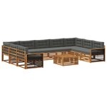 vidaXL Ensemble de canapés d'extérieur 10 Pièces Naturel et Anthracite