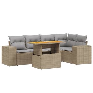 vidaXL Salon de jardin avec coussins 6 Pièces beige résine tressée