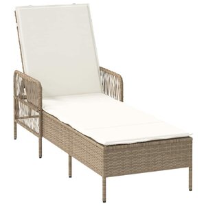 vidaXL Chaise longue avec coussin Beige 157 x 55 x 92cm polyrotin
