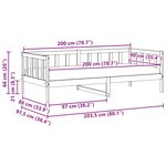 vidaXL Lit d'appoint avec matelas Brun ciré et blanc 90 x 200 cm