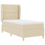 vidaXL Lit à ressorts avec matelas gris foncé 90x190 cm Crème tissu