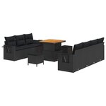 vidaXL Ensemble de canapé de jardin avec coussin 10 Pièces Noir
