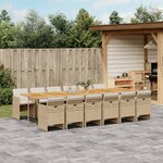 vidaXL Ensemble à manger de jardin et coussins 13 Pièces beige