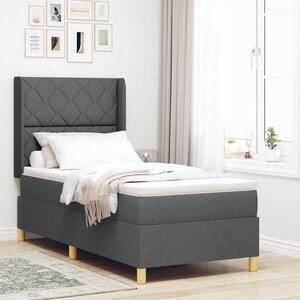 vidaXL Lit à ressorts avec matelas Gris foncé 100 x 200 cm tissu