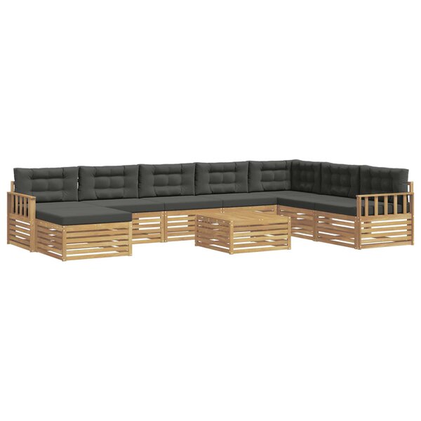 vidaXL Ensemble de canapés d'extérieur 9 Pièces Blanc et anthracite