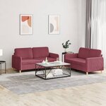vidaXL Ensemble de canapés 2 Pièces avec coussins Rouge bordeaux Tissu