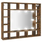 vidaXL Armoire à miroir avec LED Chêne fumé 91x15x76 5 cm