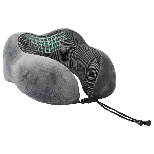 vidaXL Oreiller de Voyage pour le Cou Gris 27 x 26 x 14 cm Velours