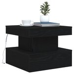vidaXL Table basse avec lumières LED chêne noir 50x50x40 cm