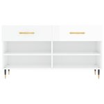 vidaXL Banc à chaussures blanc brillant 102x35x55 cm bois d'ingénierie