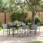 vidaXL Ensemble de salle à manger pour jardin 7 Pièces Gris polyrotin