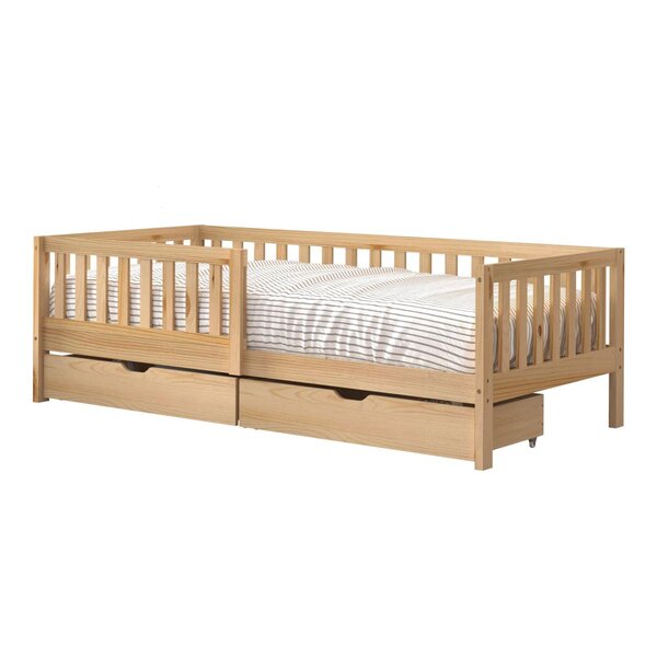 Lit Isa 2 tiroirs barrière naturel + matelas