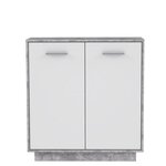 Petit buffet - Meuble de rangement 2 portes - Blanc et béton clair - 82 9 x 34 2 x 88 1 cm