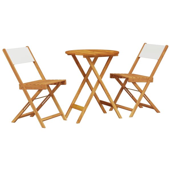 vidaXL Ensemble de bistro 3 Pièces blanc crème tissu et bois massif