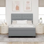 vidaXL Lit Box Spring avec Matelas Gris Clair 160x200 cm Tissu