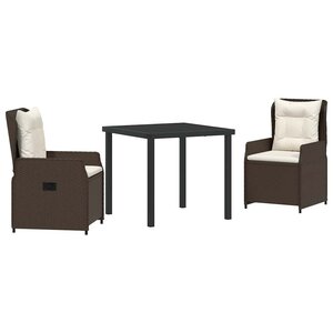 vidaXL Ensemble de salle à manger pour jardin 3 Pièces Marron polyrotin