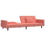 vidaXL Canapé-lit à 2 places avec deux oreillers Rose Velours