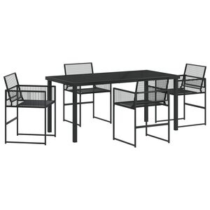 vidaXL Ensemble repas de jardin de 5 pièces en poly rattan noir