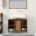 vidaXL Cabinet de salle de bain avec porte Bois ancien 80 x 33 x 60 cm